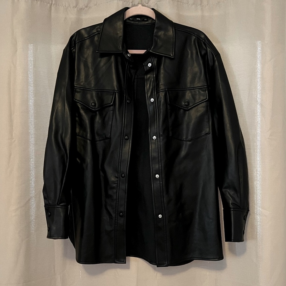 Mango vegan leather shirt
